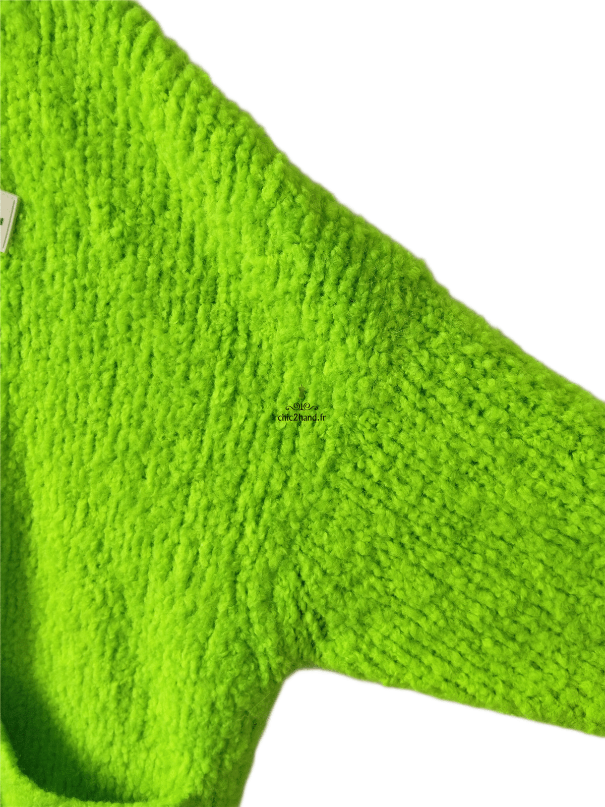 Gilet boutonné oversize laine alpaga American Vintage ZOL19B vert fluo M L neuf – Image 4