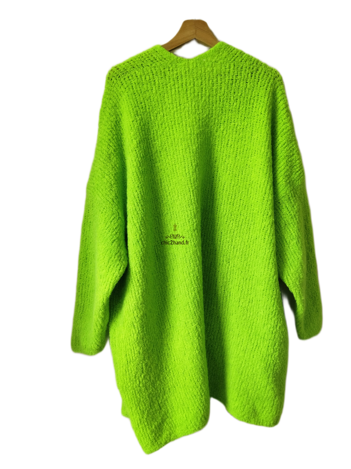 Gilet boutonné oversize laine alpaga American Vintage ZOL19B vert fluo M L neuf – Image 5