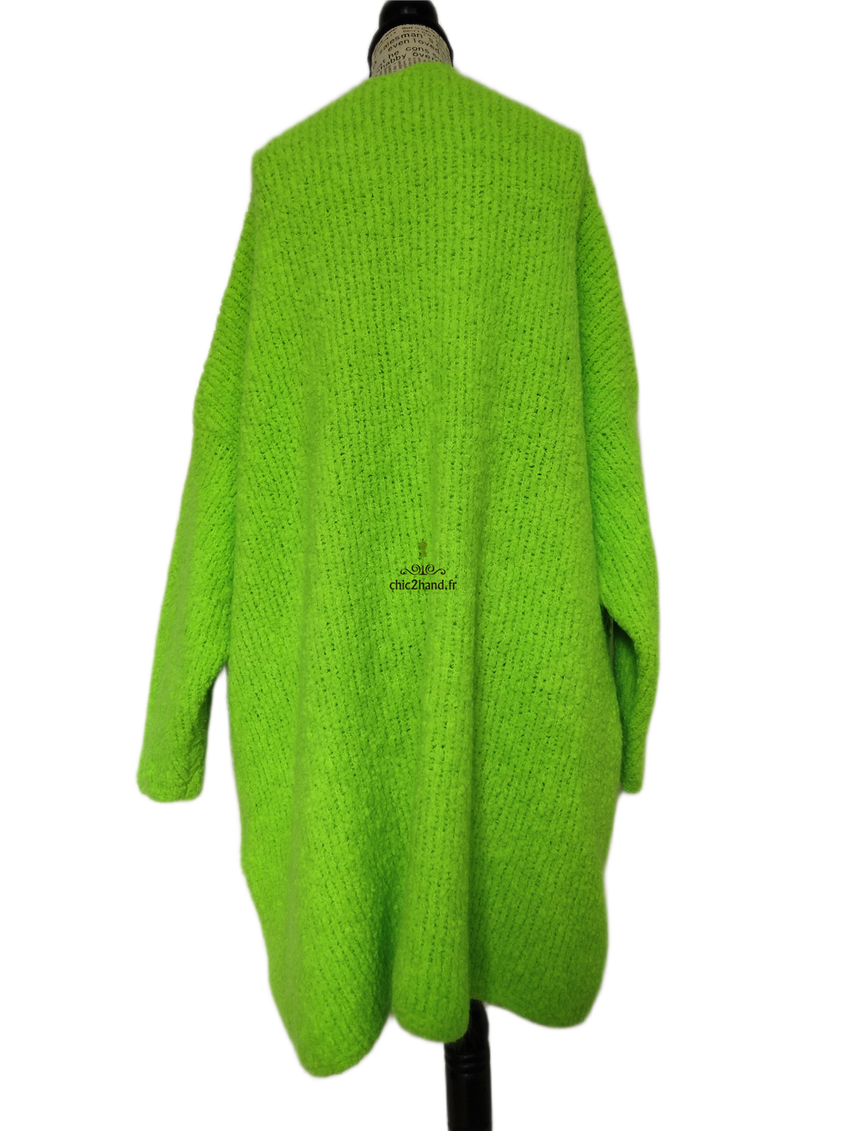 Gilet boutonné oversize laine alpaga American Vintage ZOL19B vert fluo M L neuf – Image 8