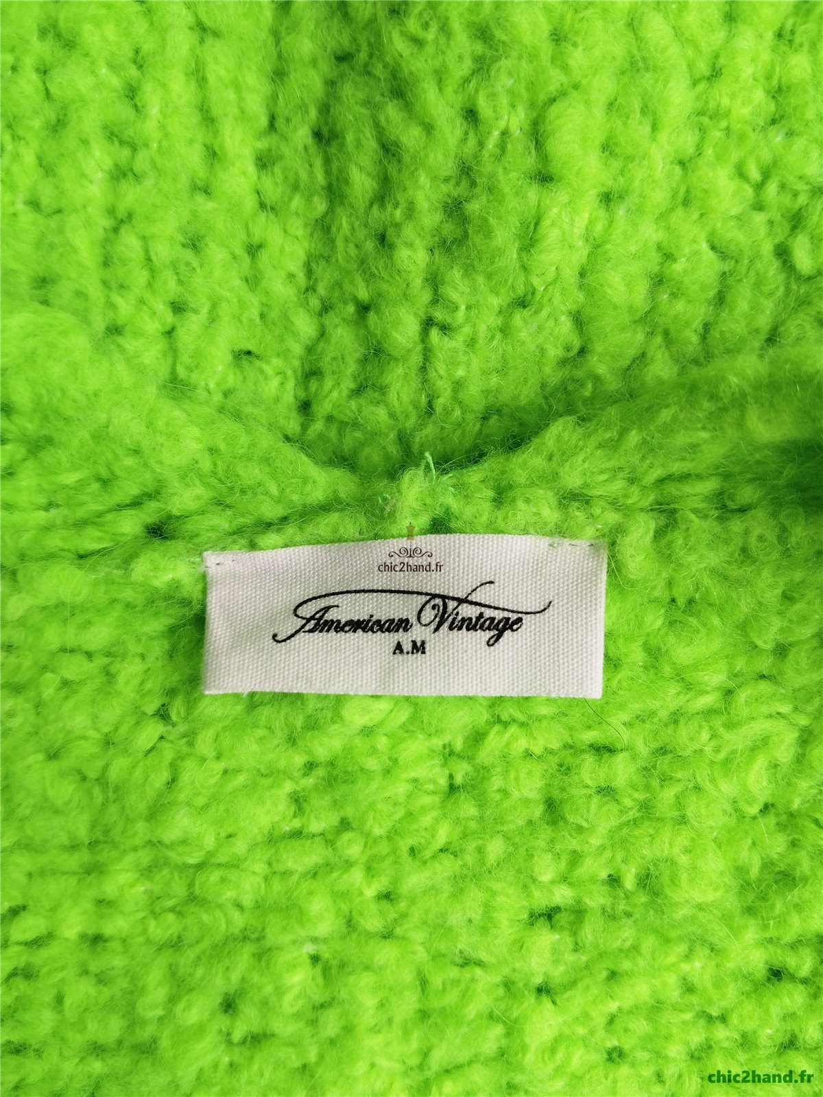 Gilet boutonné oversize laine alpaga American Vintage ZOL19B vert fluo M L neuf – Image 10