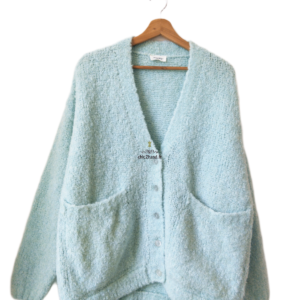 Gilet boutonné oversize laine alpaga American Vintage ZOL19C vert d&rsquo;eau XS S neuf