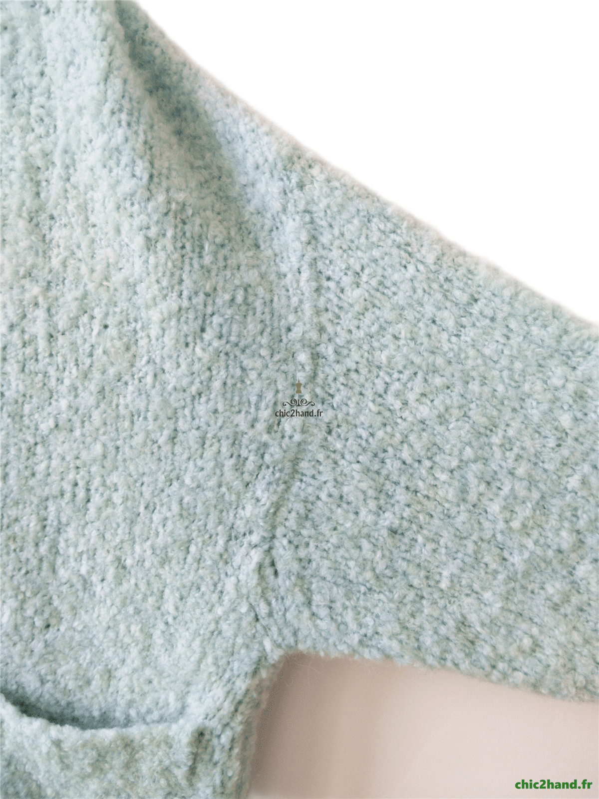 Gilet boutonné oversize laine alpaga American Vintage ZOL19C vert d'eau XS S neuf – Image 4