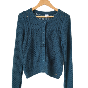 Gilet cardigan doudou Des Petits Hauts zolore ajouré vert foncé T3 NEUF