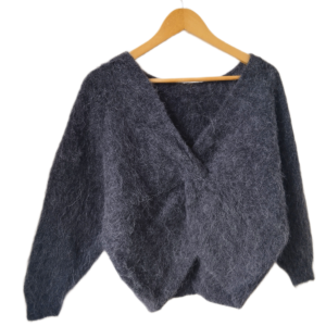 Pull FILL dos décolleté épais doudou Ba&sh T2 noir charbon NEUF