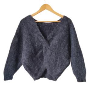 Pull FILL dos décolleté épais doudou Ba&sh T2 noir charbon NEUF