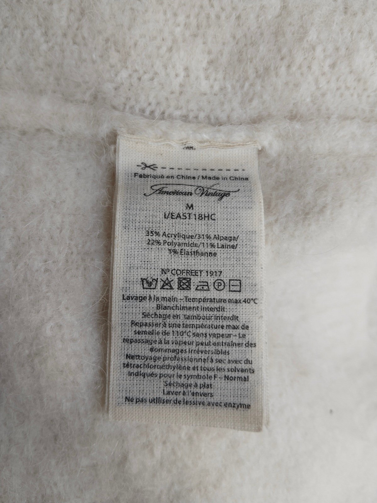 Pull oversize laine American Vintage east18HC east blanc M Neuf – Image 11