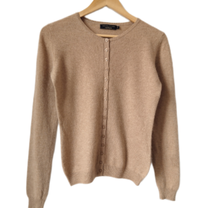 Pull col boutonné 100% pur cachemire Galeries Lafayette camel T1 TBE