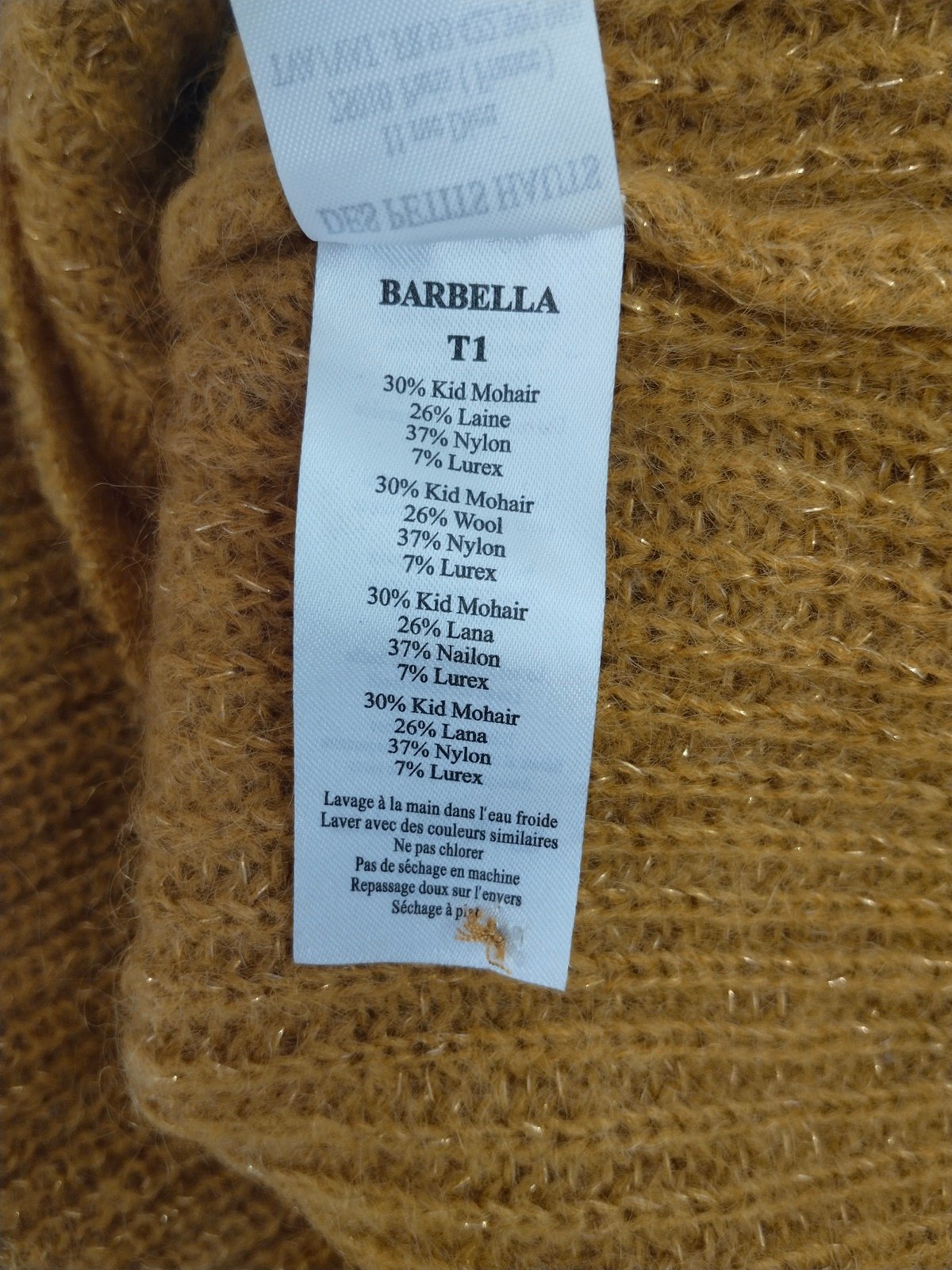 Gilet cardigan Des Petits Hauts barbella laine kid mohair lurex T1 moutarde doré Neuf – Image 11