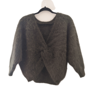 Pull FILL dos décolleté épais doudou Ba&sh T0 vert kaki Neuf