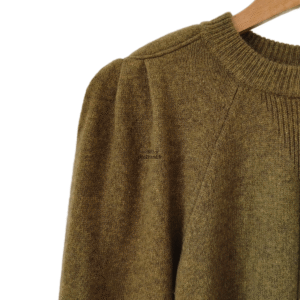 Pull épais doudou manches ballon 100% laine Ba&sh T2 vert kaki TBE