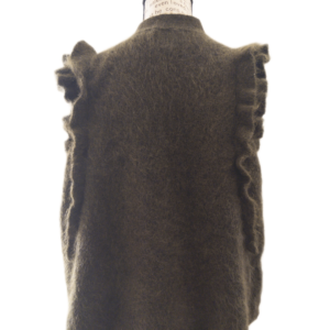 Gilet cardigan sans manches Des Petits Hauts Cerisie laine kid mohair lurex T3 vert kaki Neuf