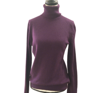 Pull doudou 100% cachemire col montant Christopher Ficsher XS prune NEUF