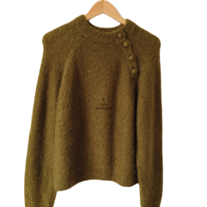 Pull oversize doudou Des Petits Hauts Dafne vert kaki super kid mohair T2 Neuf