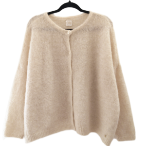 Gilet cardigan oversize doudou Des Petits Hauts Dorly super kid mohair blanc doré T1 NEUF