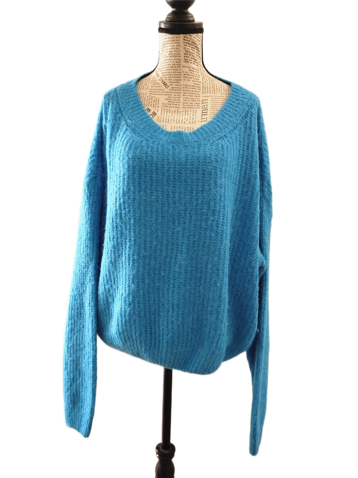 Pull oversize laine alpaga American Vintage EAST18F east bleu L TBE – Image 4