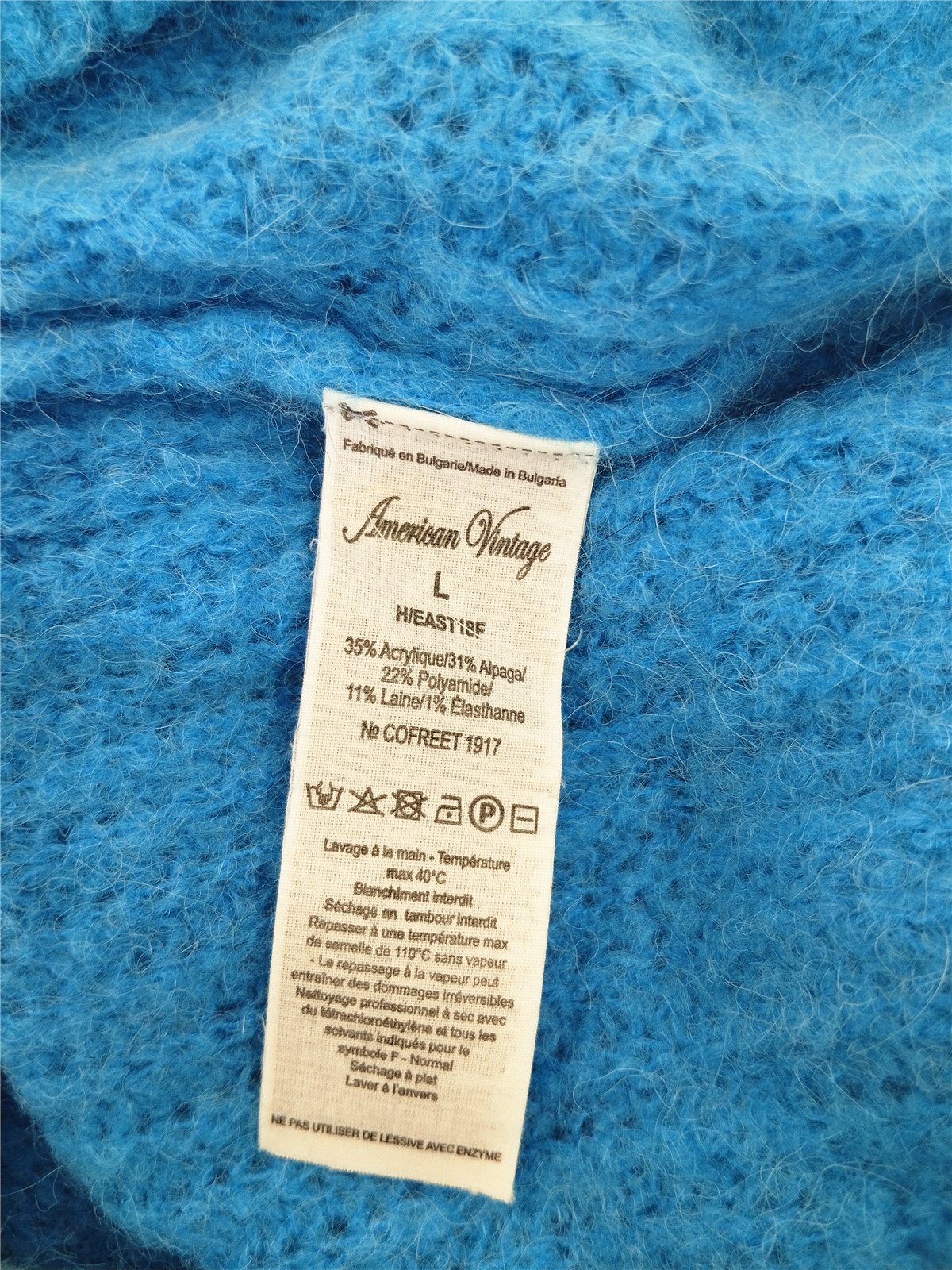 Pull oversize laine alpaga American Vintage EAST18F east bleu L TBE – Image 9