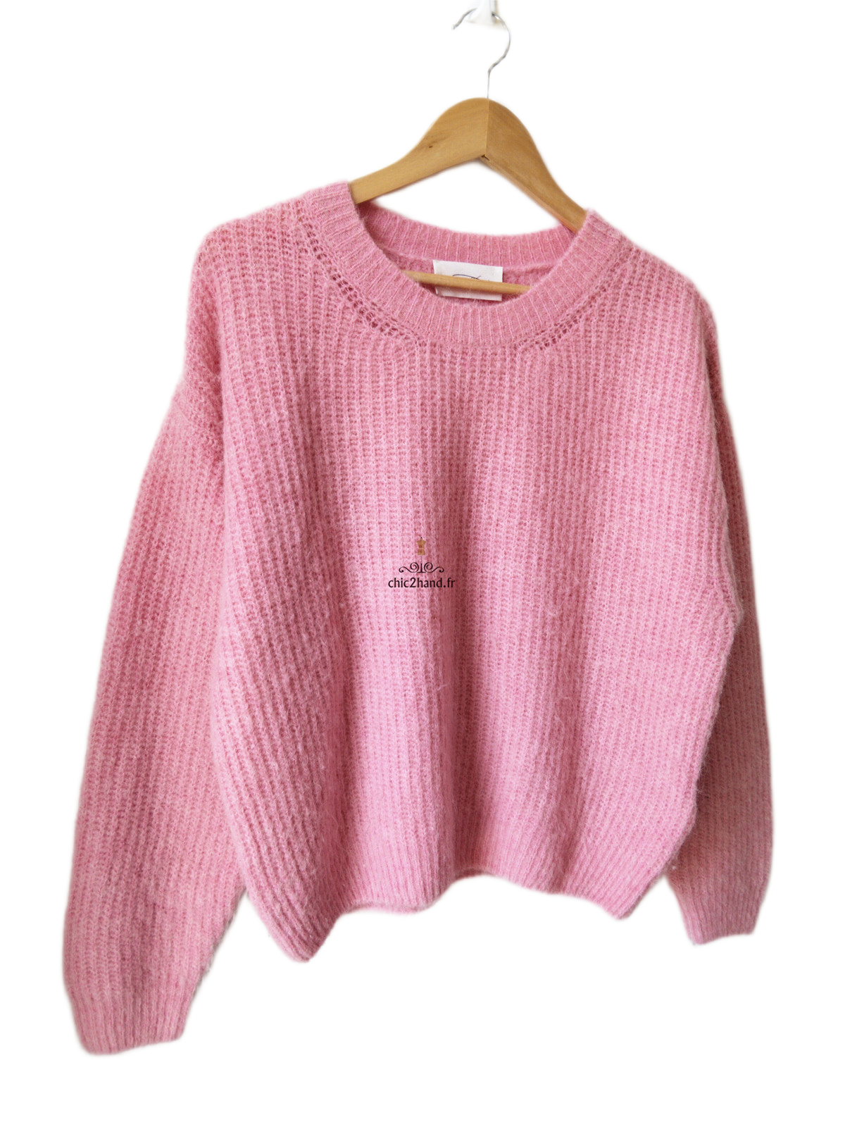 Pull oversize laine alpaga American Vintage EAST18F rose S east TBE – Image 3