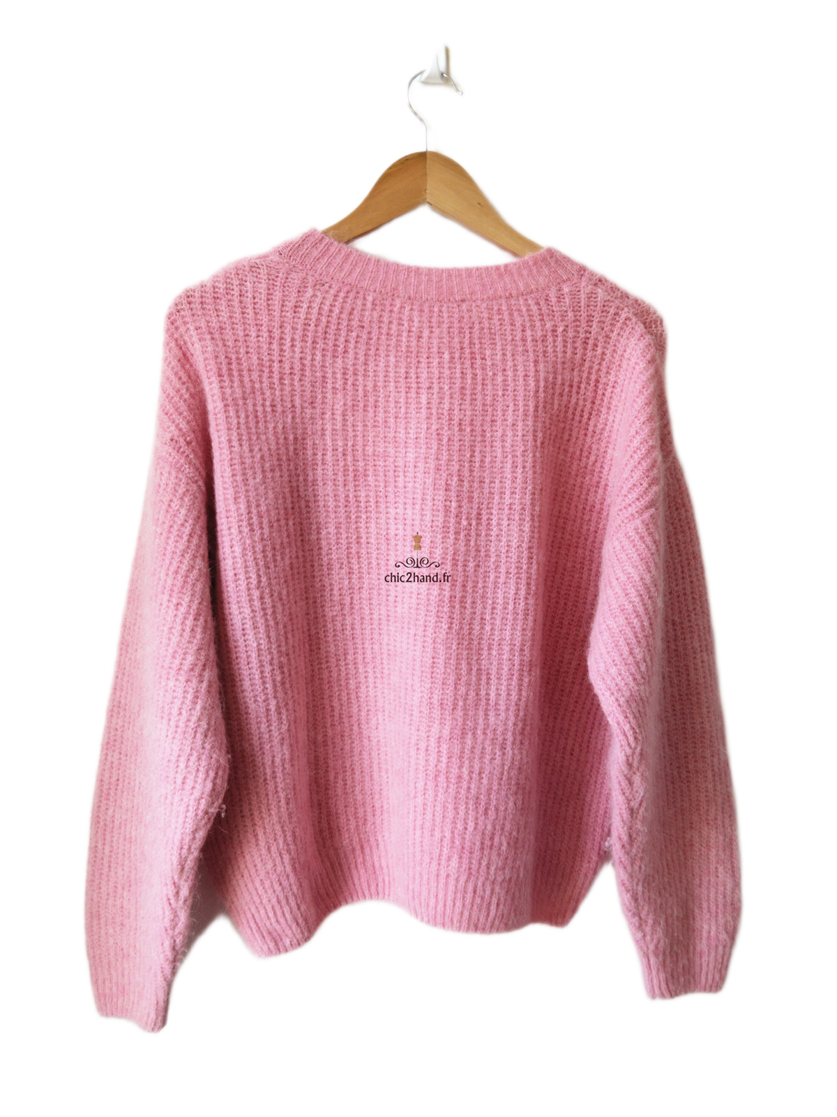 Pull oversize laine alpaga American Vintage EAST18F rose S east TBE – Image 7