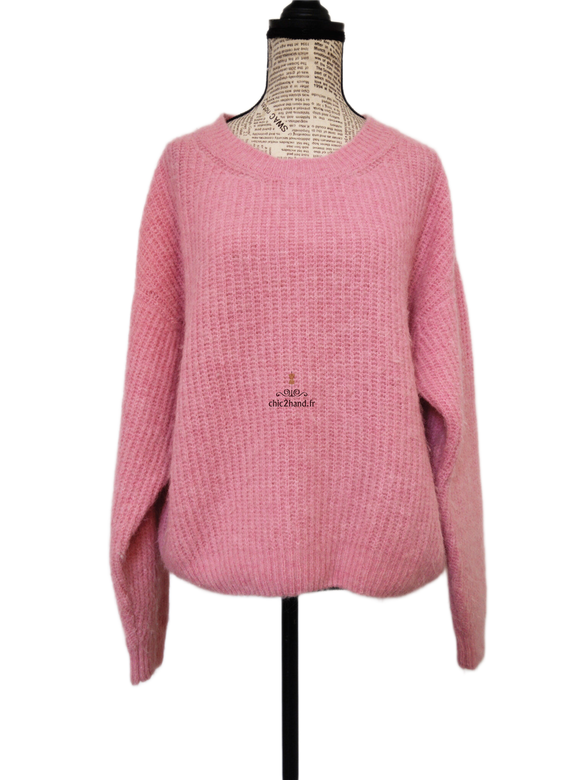 Pull oversize laine alpaga American Vintage EAST18F rose S east TBE – Image 8