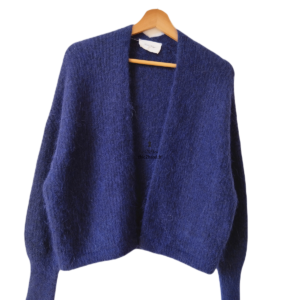 Gilet ouvert oversize laine alpaga American Vintage EAST19A bleu marine M L east NEUF