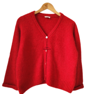 Gilet boutonné oversize laine alpaga American Vintage EAST19G rouge M L east NEUF