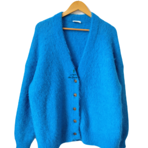 Gilet cardigan oversize 52% alpaga American Vintage fou19A foubay bleu XS S NEUF