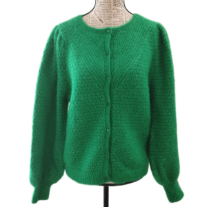 Gilet épais doudou 68% laine kid mohair Sézane M vert gazon Neuf