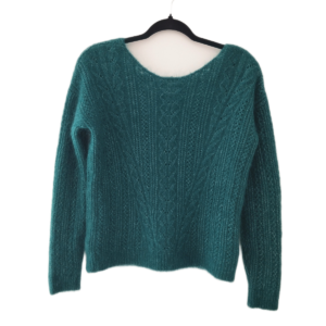 Pull épais doudou ajouré laine kid mohair Sézane XS vert emeraude NEUF
