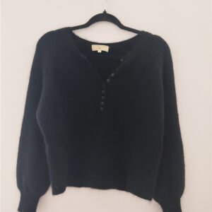 Pull épais 61a% laine kid mohair Sézane S noir NEUF