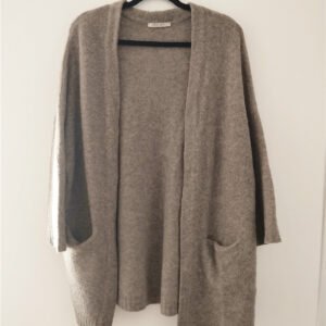 Gilet oversize doudou long ouvert laine Stefan Green T1 gris TBE