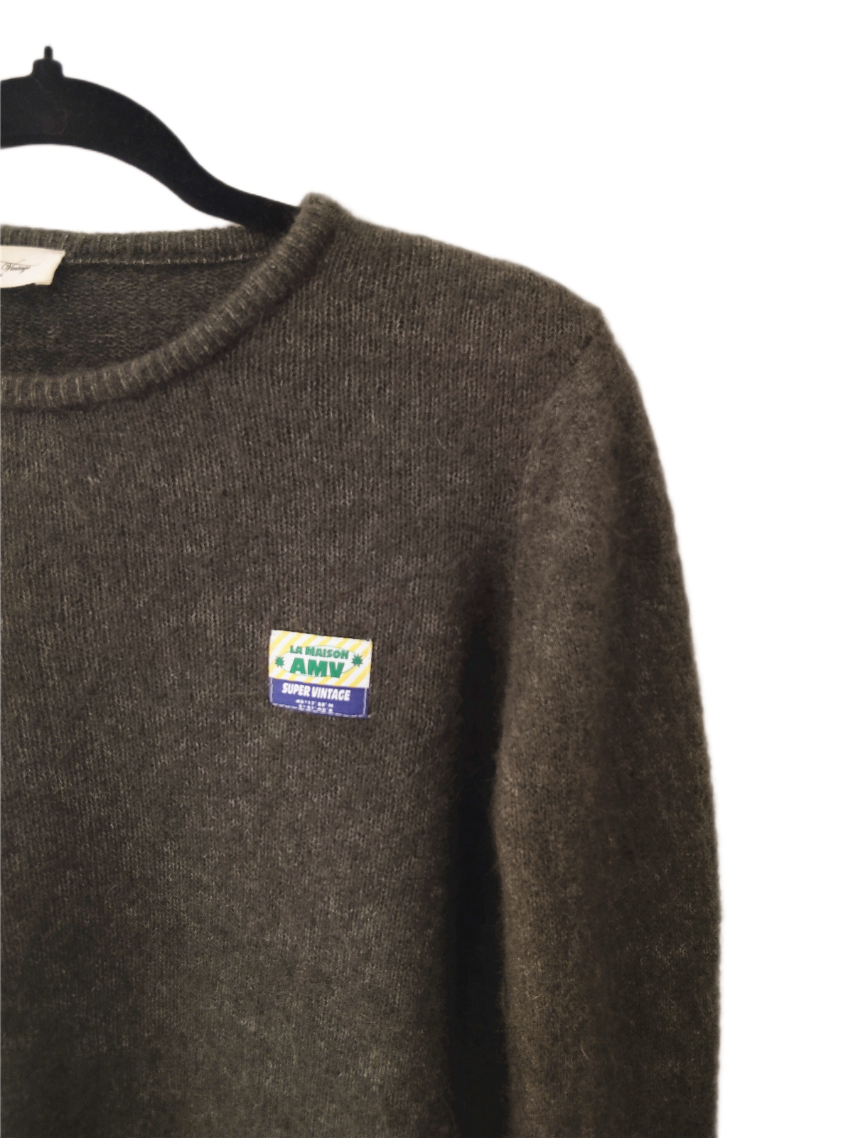 Pull oversize laine alpaga American Vintage vito18g VITOW vert kaki S NEUF – Image 2