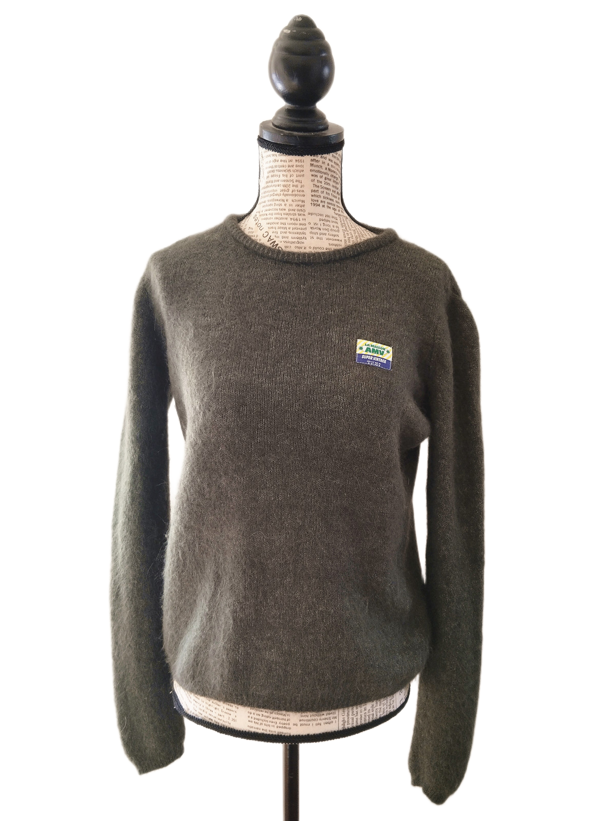 Pull oversize laine alpaga American Vintage vito18g VITOW vert kaki S NEUF – Image 5