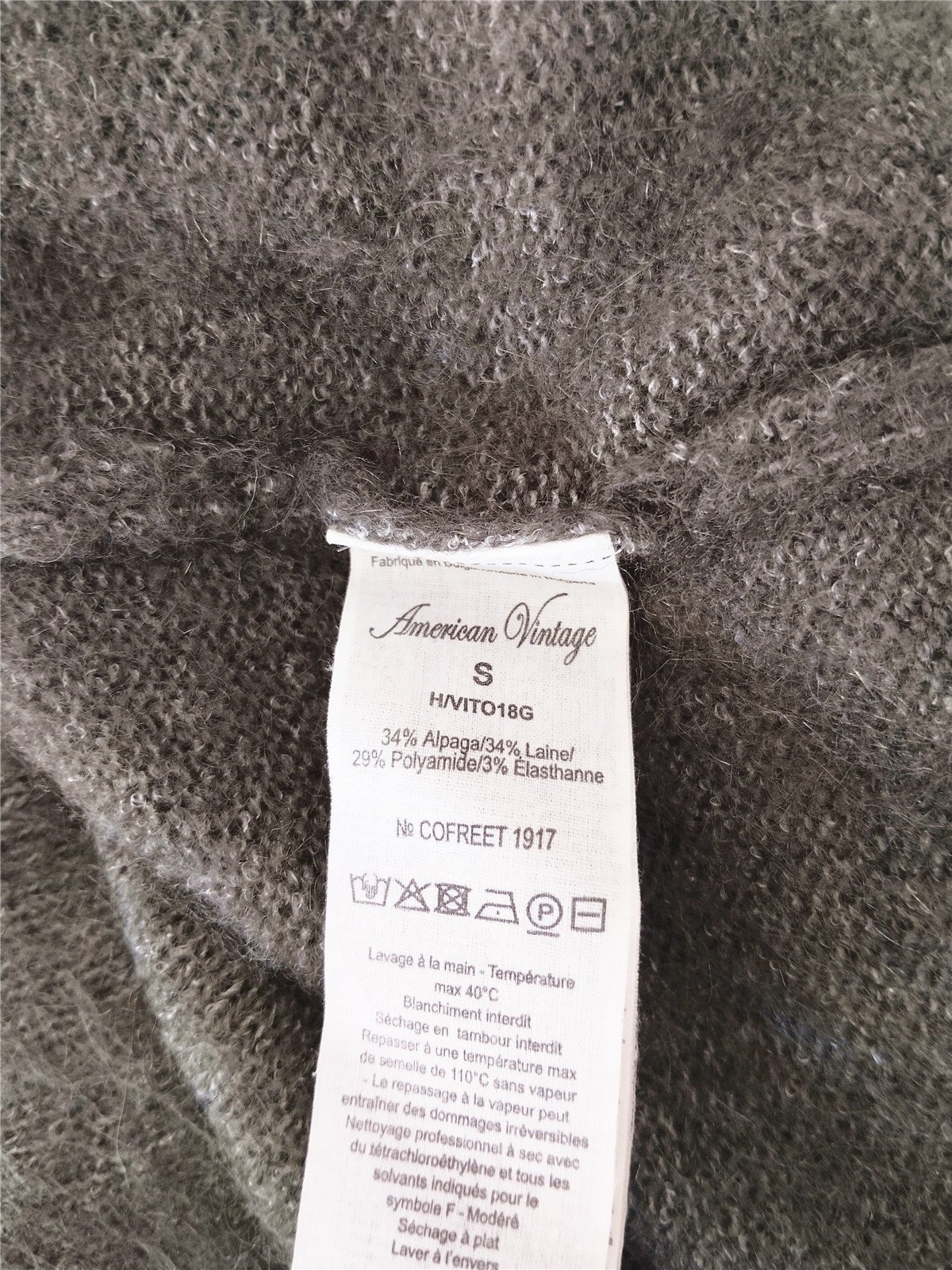 Pull oversize laine alpaga American Vintage vito18g VITOW vert kaki S NEUF – Image 8