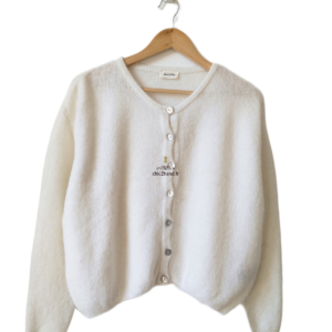 Gilet oversize laine alpaga American Vintage vito19e VITOW S blanc NEUF