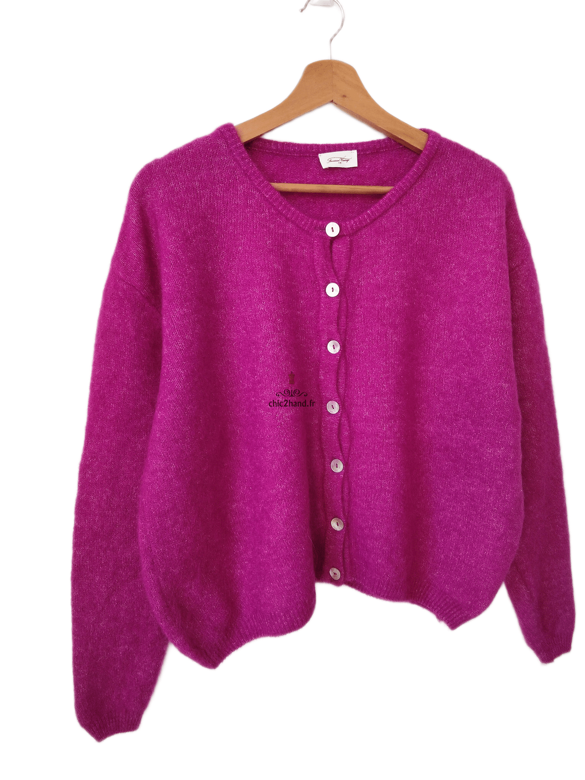 Gilet oversize laine alpaga American Vintage vito19e VITOW S violet rose NEUF – Image 2