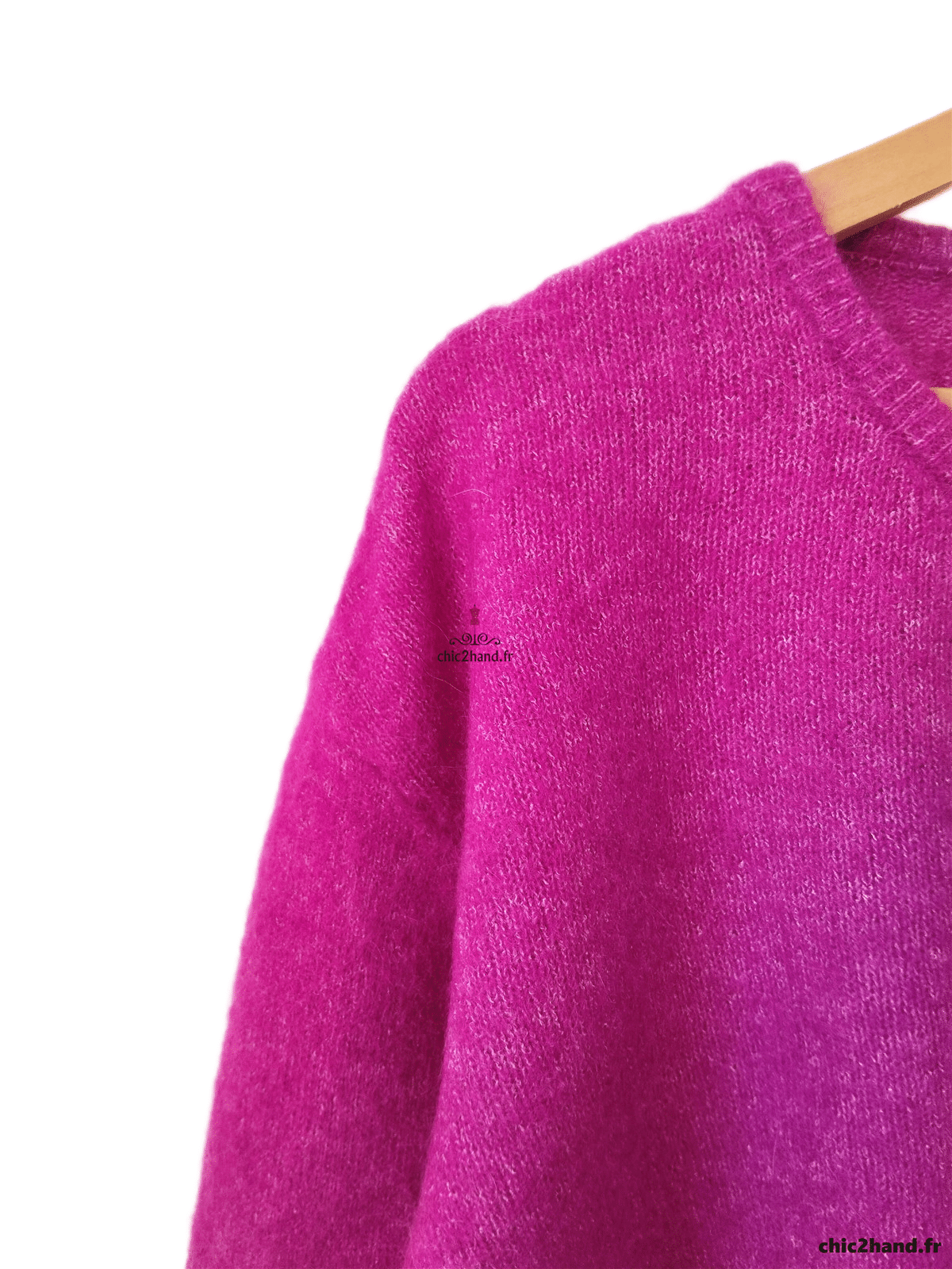 Gilet oversize laine alpaga American Vintage vito19e VITOW S violet rose NEUF – Image 3