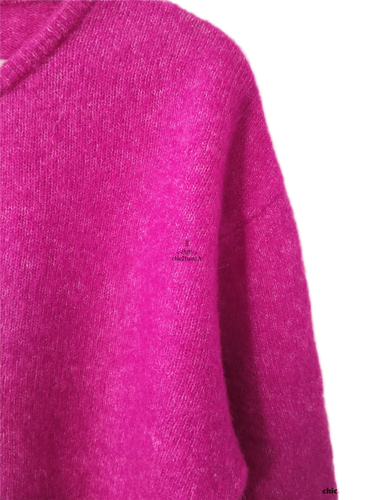 Gilet oversize laine alpaga American Vintage vito19e VITOW S violet rose NEUF – Image 5