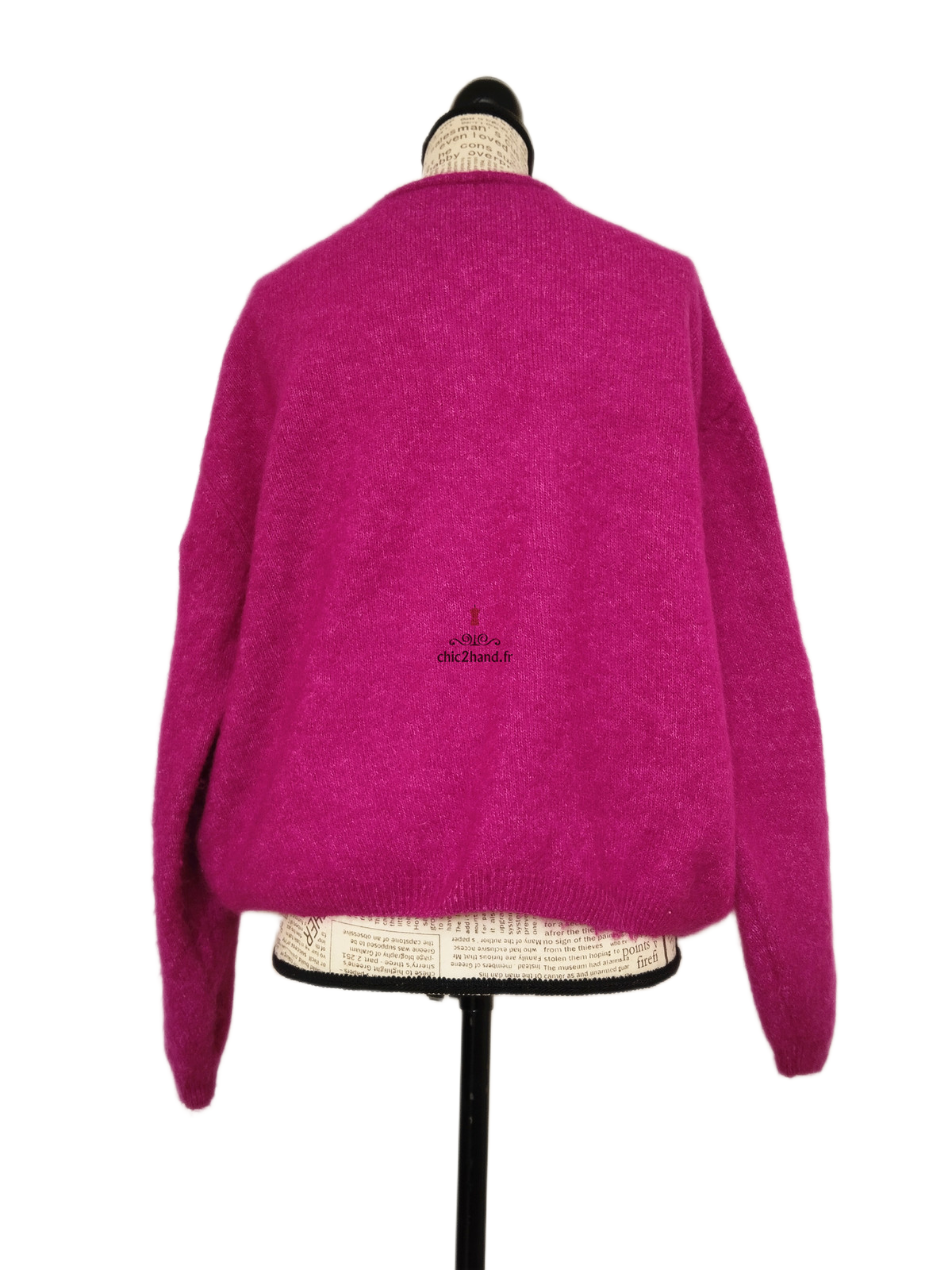 Gilet oversize laine alpaga American Vintage vito19e VITOW S violet rose NEUF – Image 9