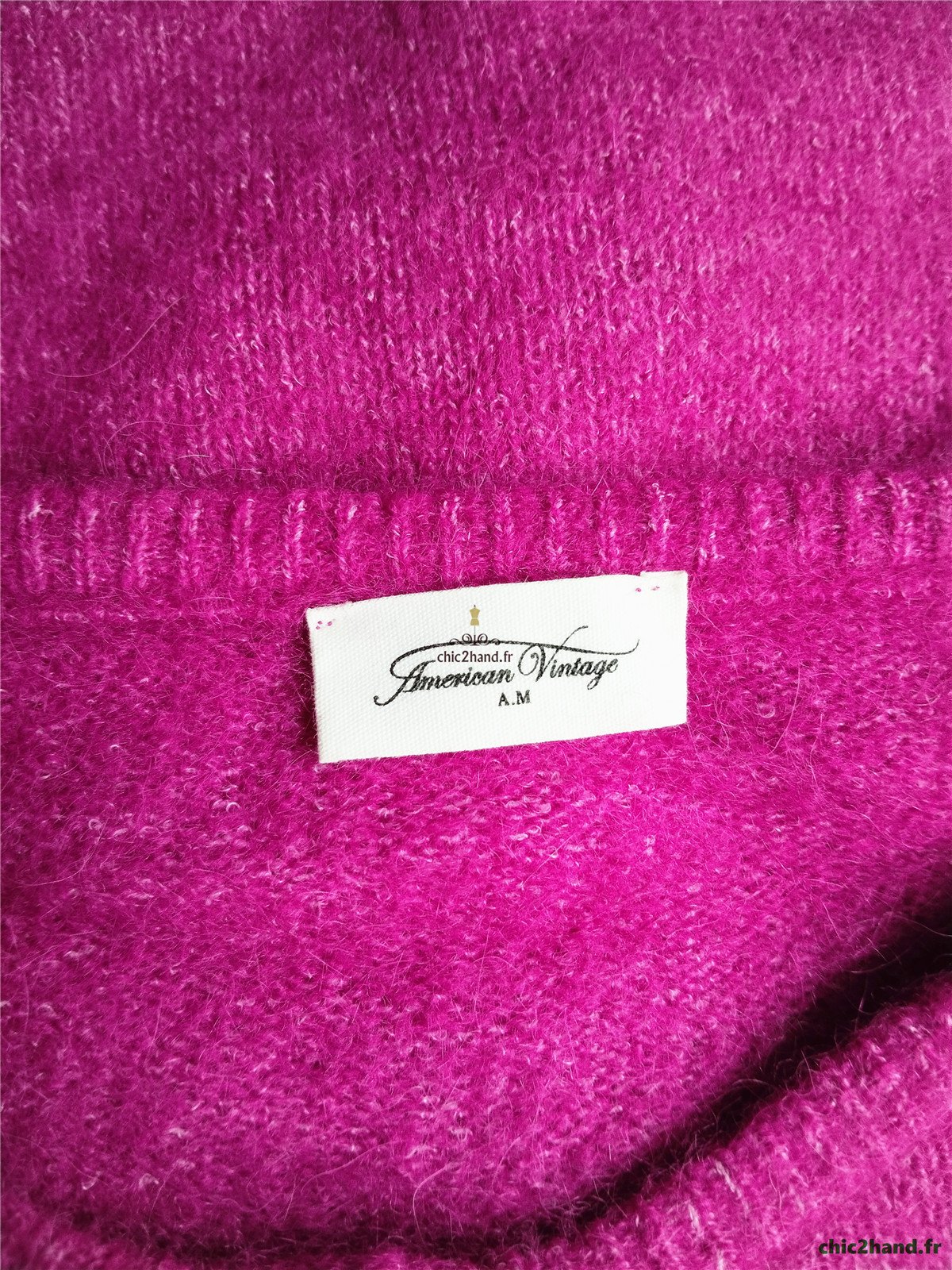 Gilet oversize laine alpaga American Vintage vito19e VITOW S violet rose NEUF – Image 11